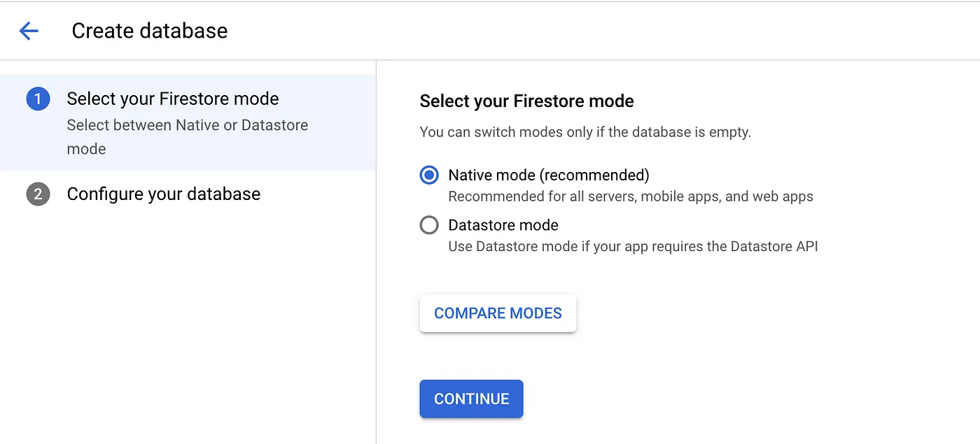 Database setup 1/2